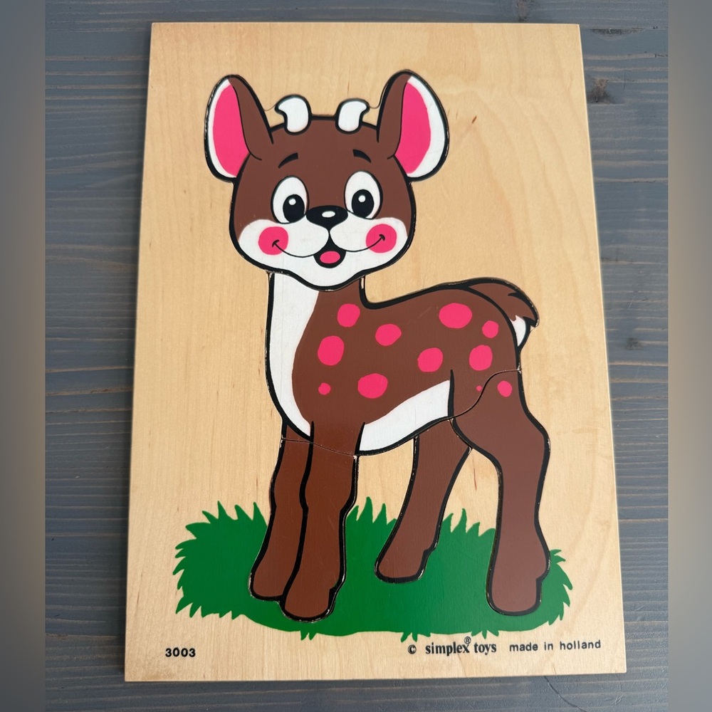 Vintage wood deer puzzle